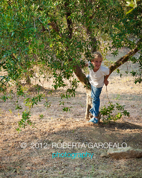 Fotografia di bambino tra gli alberi